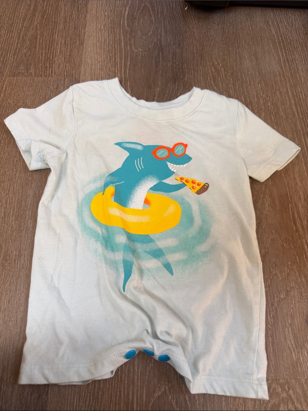 Cat & Jack White romper with Blue Shark and Yellow Float